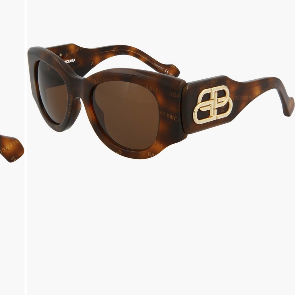 Oversized Brown Balenciaga Logo and Print Unisex sunglasses for sale
